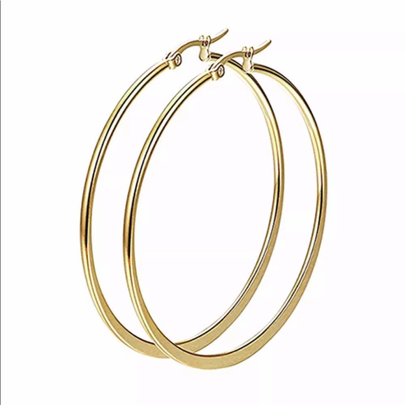Justine’s Chic Boutique Jewelry - Gold Classic Hoop Earrings 50mm diameter